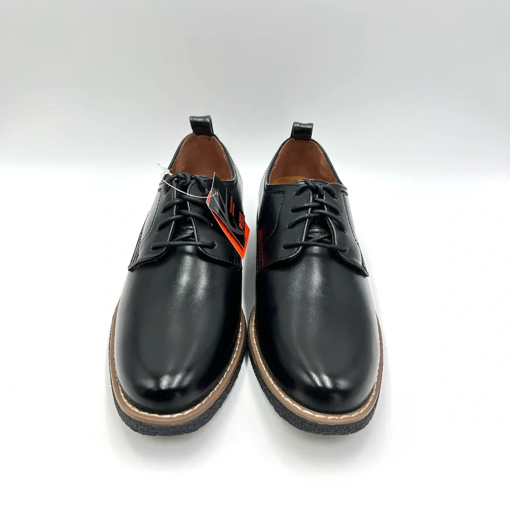 Deer Stags Boys Size‎ 3.5 Black Faux Vegan Leather Oxford Derby Dress Shoes